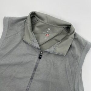 Fairway Greene Vest Mens Large Gray Performance Full Zip Golf Business USA Flag